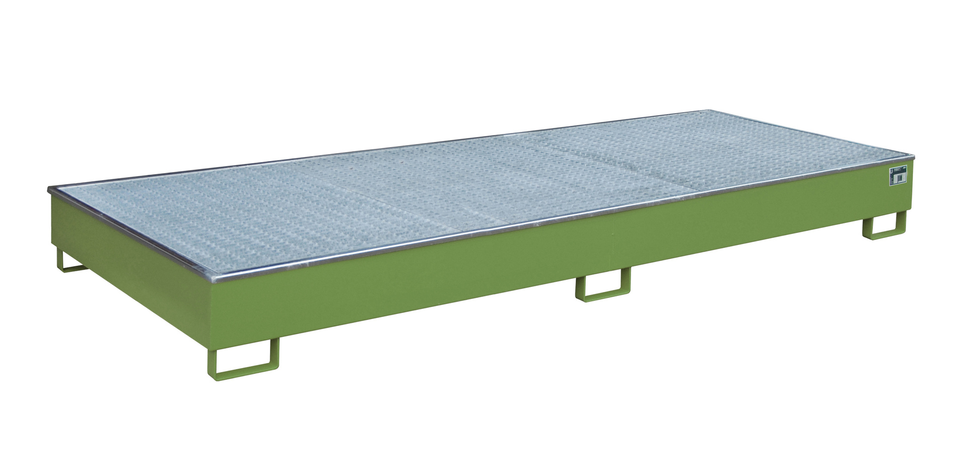Vasca per scaffalature 3265 x 1315 x 270 mm, 540 L, con inserto in PE, con griglia 3300-2, RAL 6011 Verde Reseda