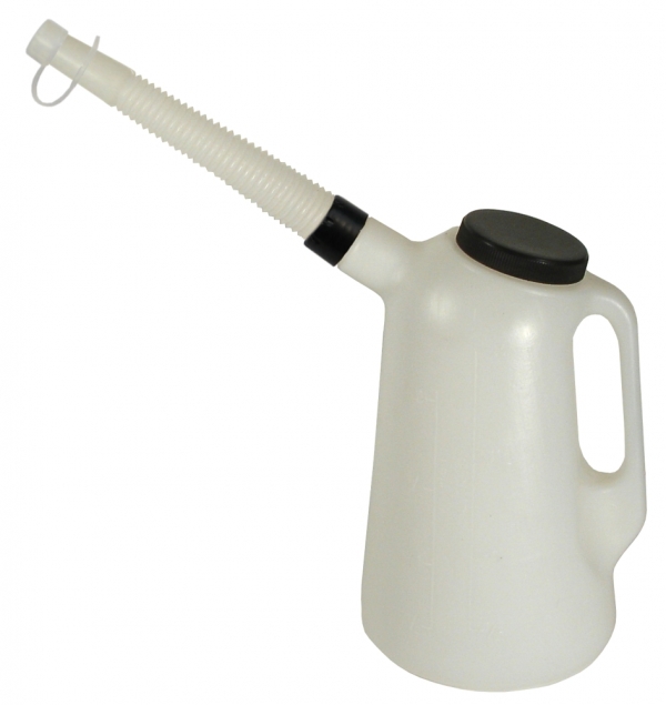 Kunststoff-Flüssigkeitsmaß mit Schutzdeckel und flexiblem Auslauf  2 Liter