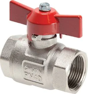 Valvola a sfera in ottone, corta, G 1", PN 40, passaggio totale, Absperrventil, Messing, Sichelgriff, Vollgewindeadapter, Wasserhahnanschluss
