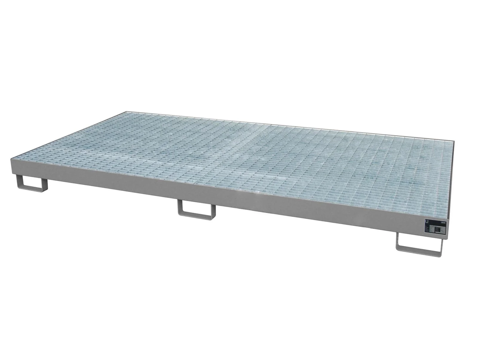 BAUER Regalwanne RW-GR 2700-1 mit Gitterrost für Trägerlänge 2700 mm, lackiert RAL 7005 Mausgrau, 2650 × 1300 × 210 mm, 246 l