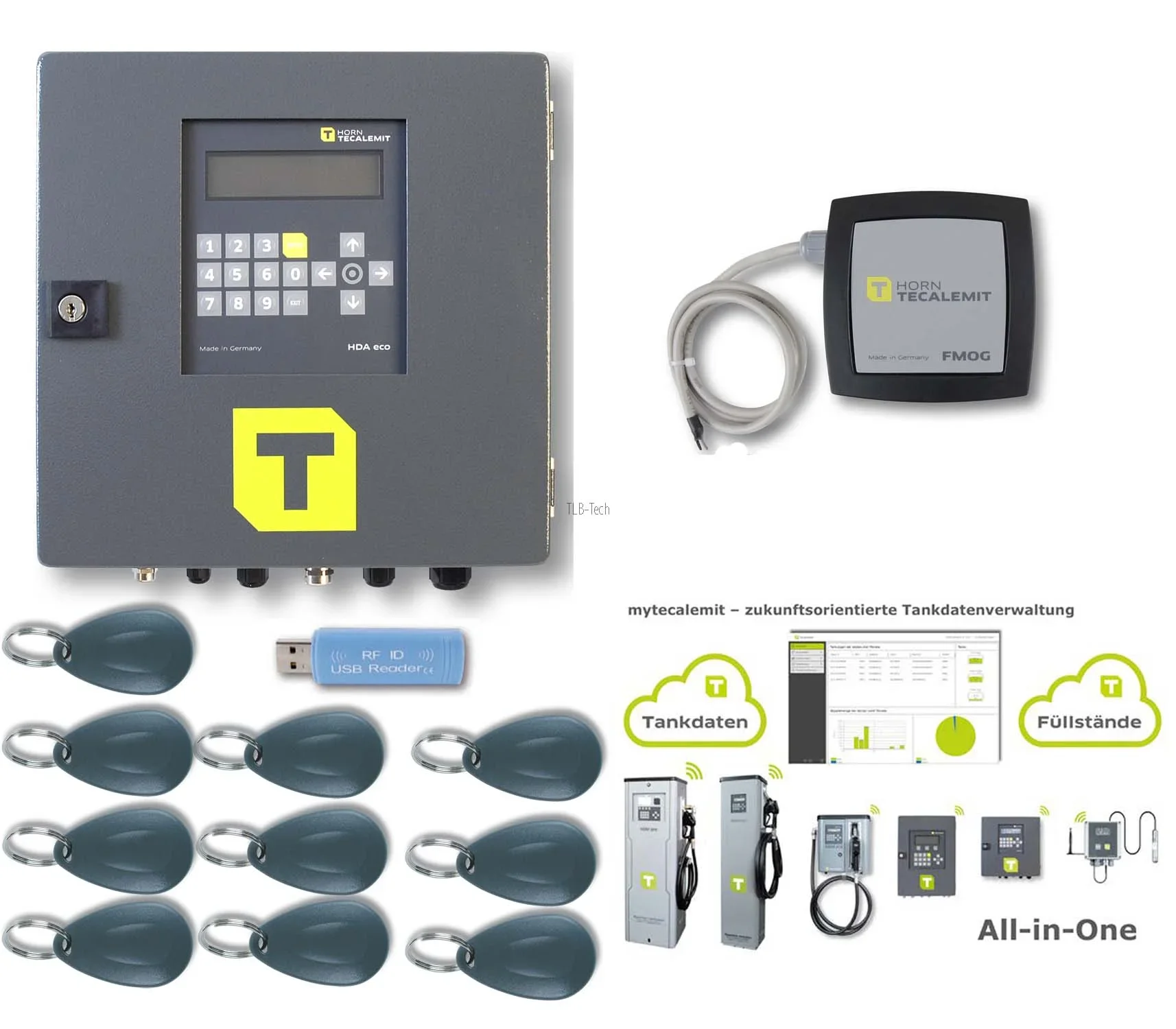 Tankautomat HDA eco für einen Zapfpunkt, Tandatenerfassung HDA eco Kit (mit FMOG 100, Impulsgeber-Set)