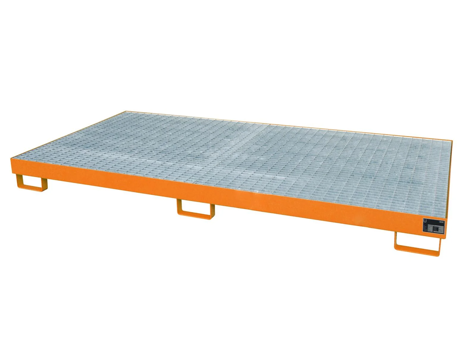 Contenitori da scaffale 2650 x 1300 x 206 mm, 240 litri, con fondo a griglia, colore RAL 2000 giallo-arancione.