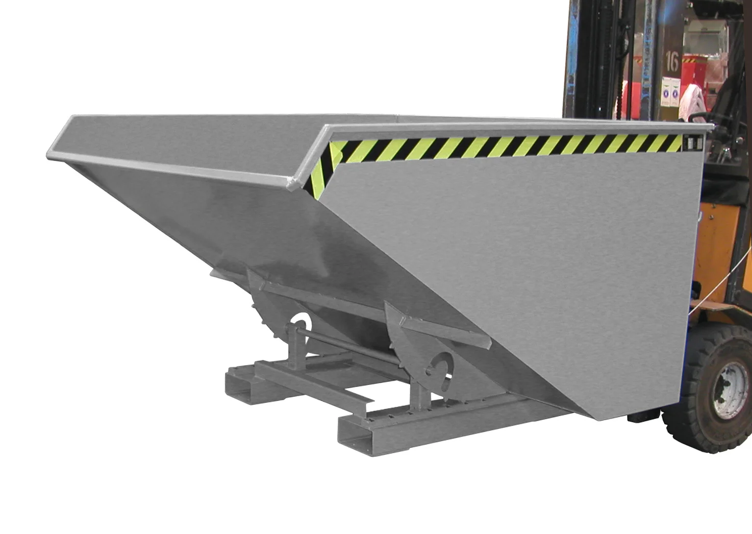 BAUER Kippbehälter EXPO 1200, lackiert RAL 7005 Mausgrau, 1,20 m³, 1500 kg, Abrollmechanismus, 1720 × 1070 × 1095 mm