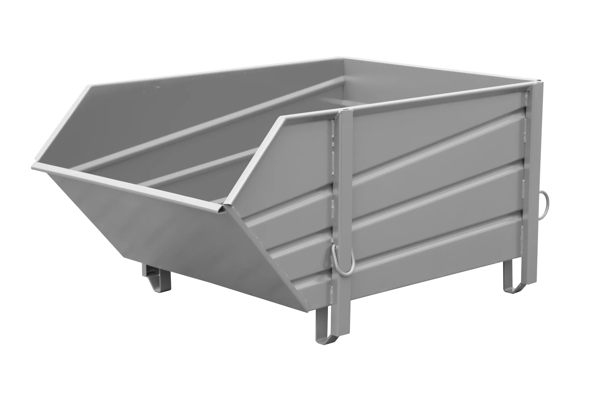 BAUER Baustoffbehälter BBP 100, lackiert RAL 7005 Mausgrau, 1,00 m³, 1500 kg, 3-fach stapelbar, 1575 × 1095 × 800 mm