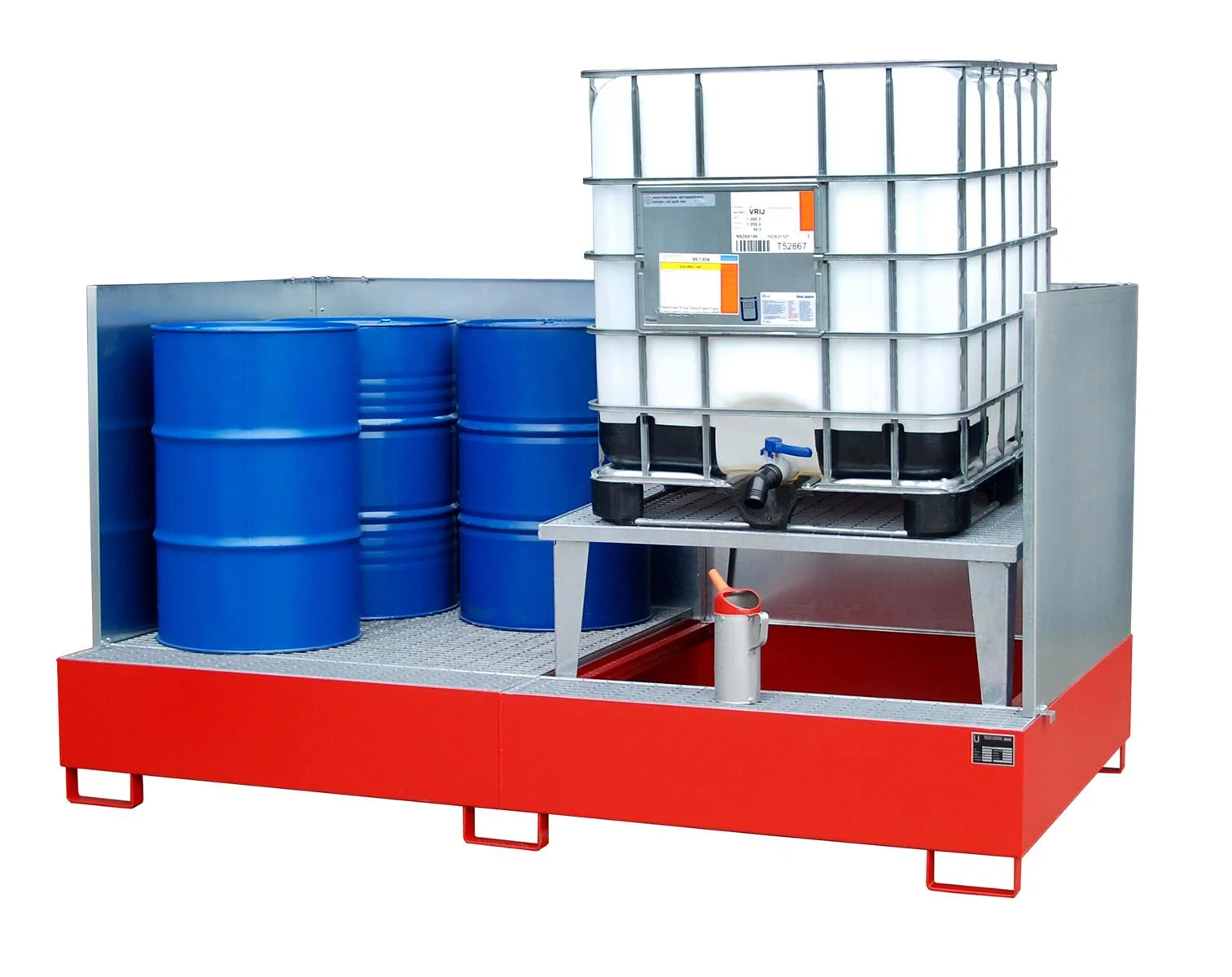 Auffangwanne 2650x1460x863 1000 Liter Typ AWA lackiert oder verzinkt AWA 21 RAL 3000 Feuerrot