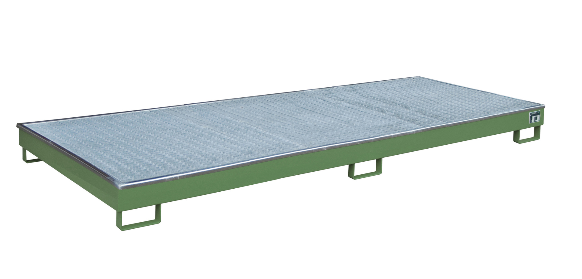 Regalwanne 3265x1315x195mm 240 Liter mit PE-Einsatz mit Gitterrost 3300-1 RAL 6011 Resedagrün