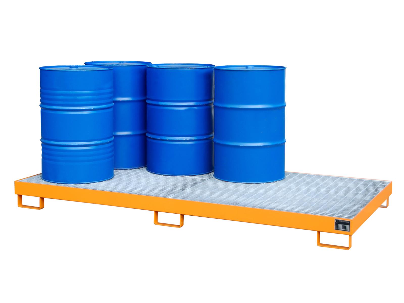 Auffangwanne 2650x1300x210mm 240 Liter Typ verzinkt AW-8 RAL 2000 Gelborange
