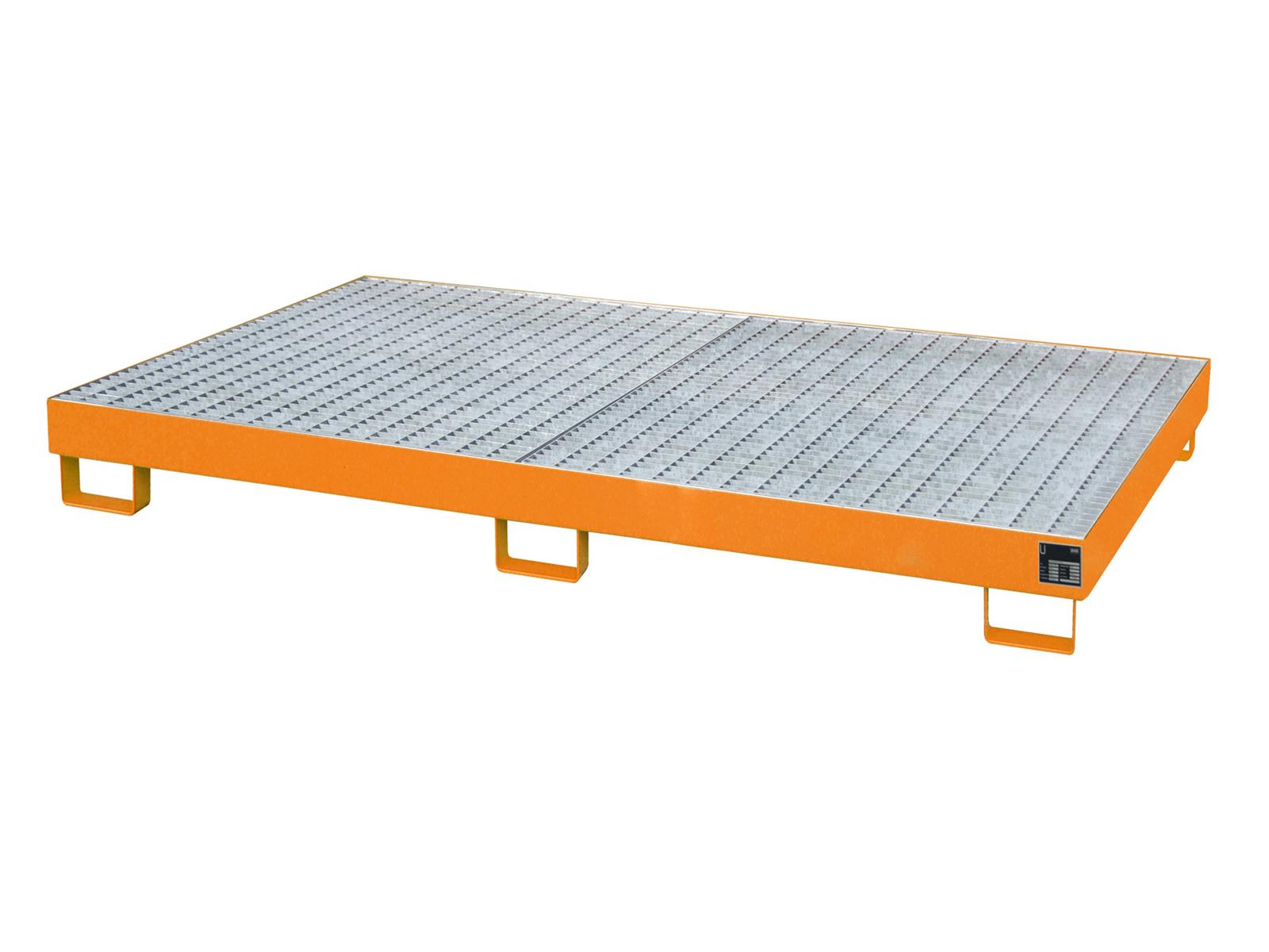 Regalwannen 2150x1300x250mm 240 Liter mit Gitterrost RAL 2000 Gelborange