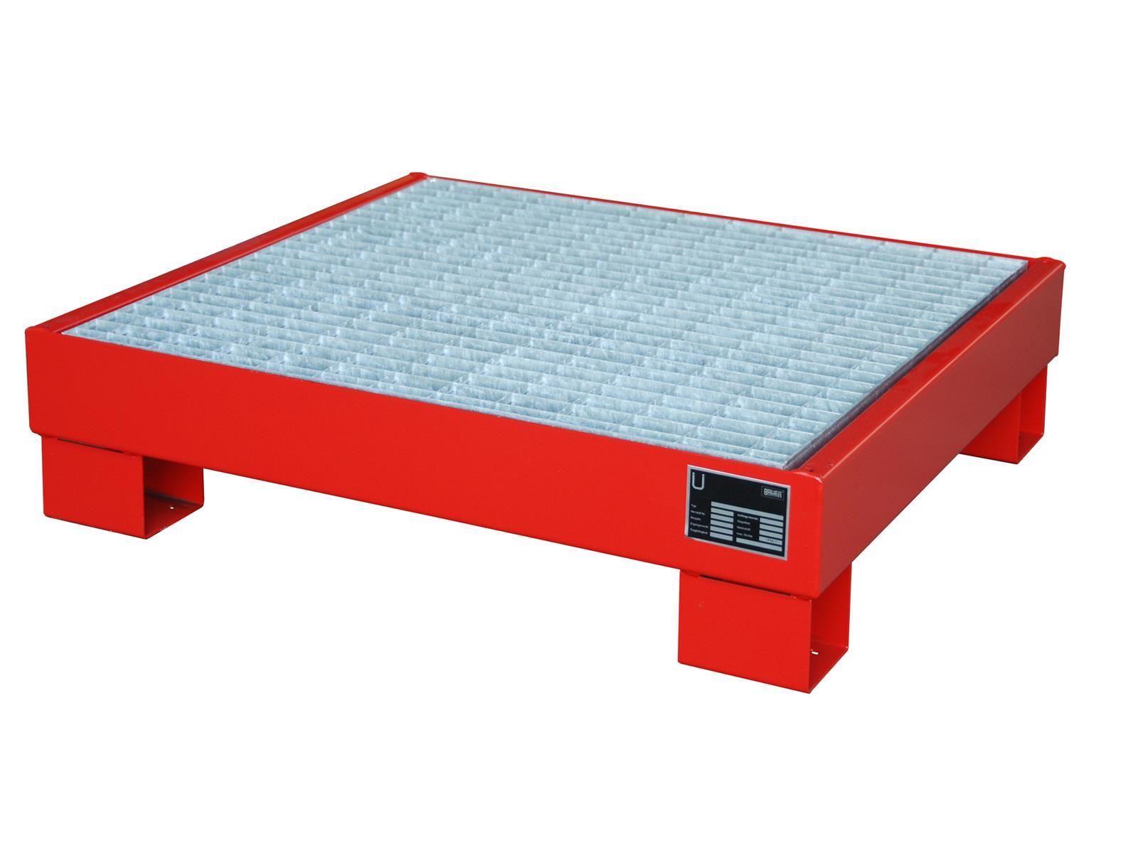Auffangwanne 900x800x220mm 61 Liter Typ AW60 für 60l Fässer mit Gitterrost AW 60-2 Auffangwanne 900x800x220mm 61 Liter Typ AW60 für 60l Fässer mit Gitterrost AW 60-2 RAL 3000 Feuerrot