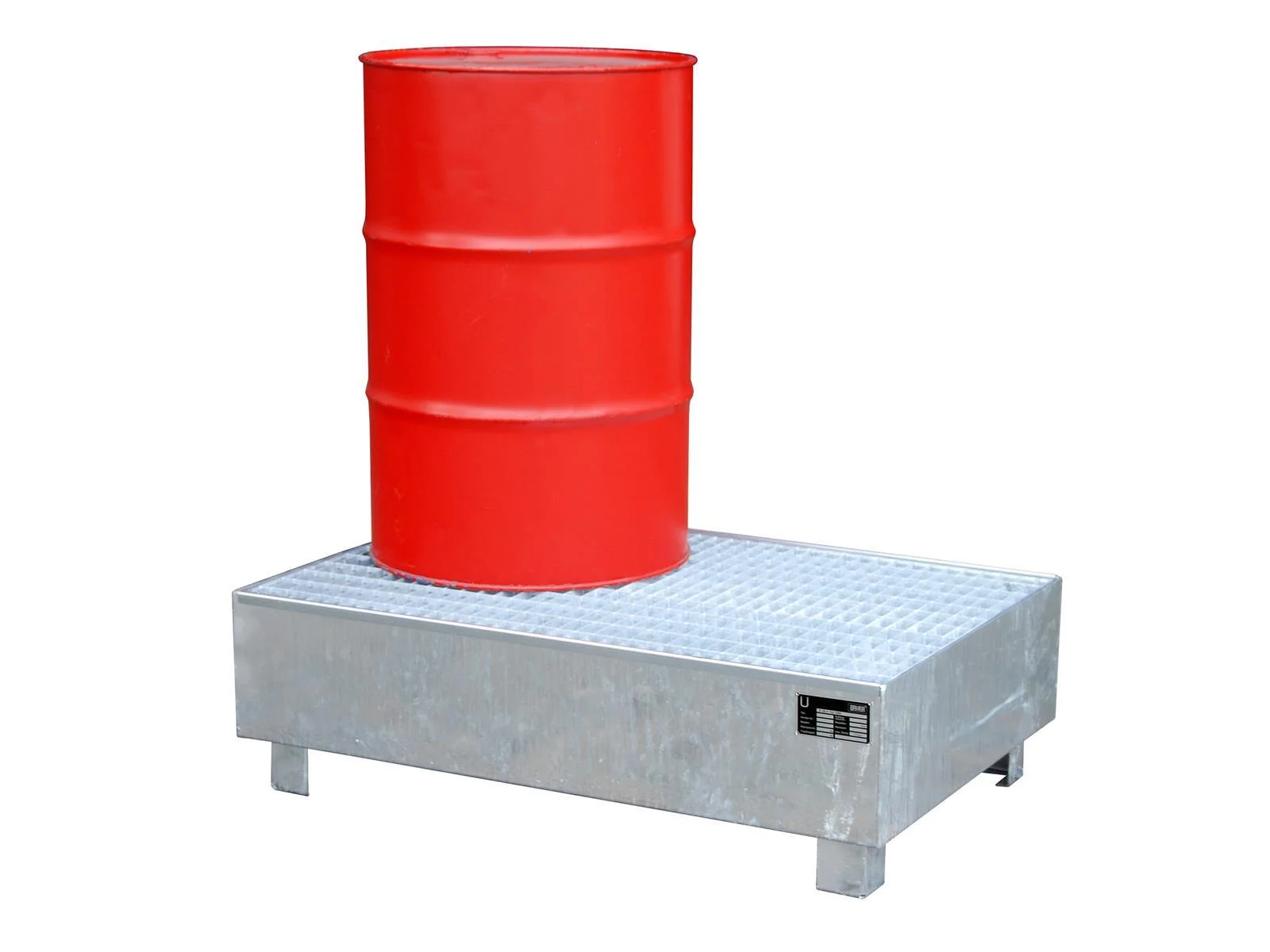Vasca di raccolta in acciaio 1200x800x360 mm 215 litri zincata a caldo, barrel, drum, red, industrieller drums, metallplattform