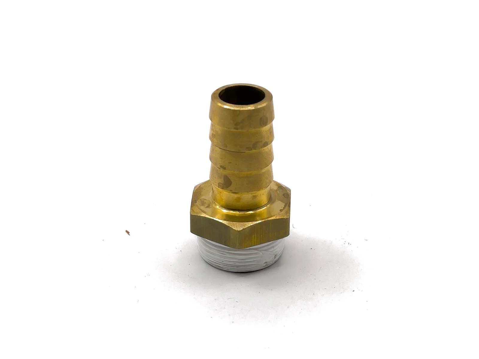 Giunto per tubo M 20 x 1 mm, Brassener Fitting, Schlauchanschluss mit Zapfen, Rändelfläche Schlauchverbinder, Gewindeunterseite, Metallverbinder