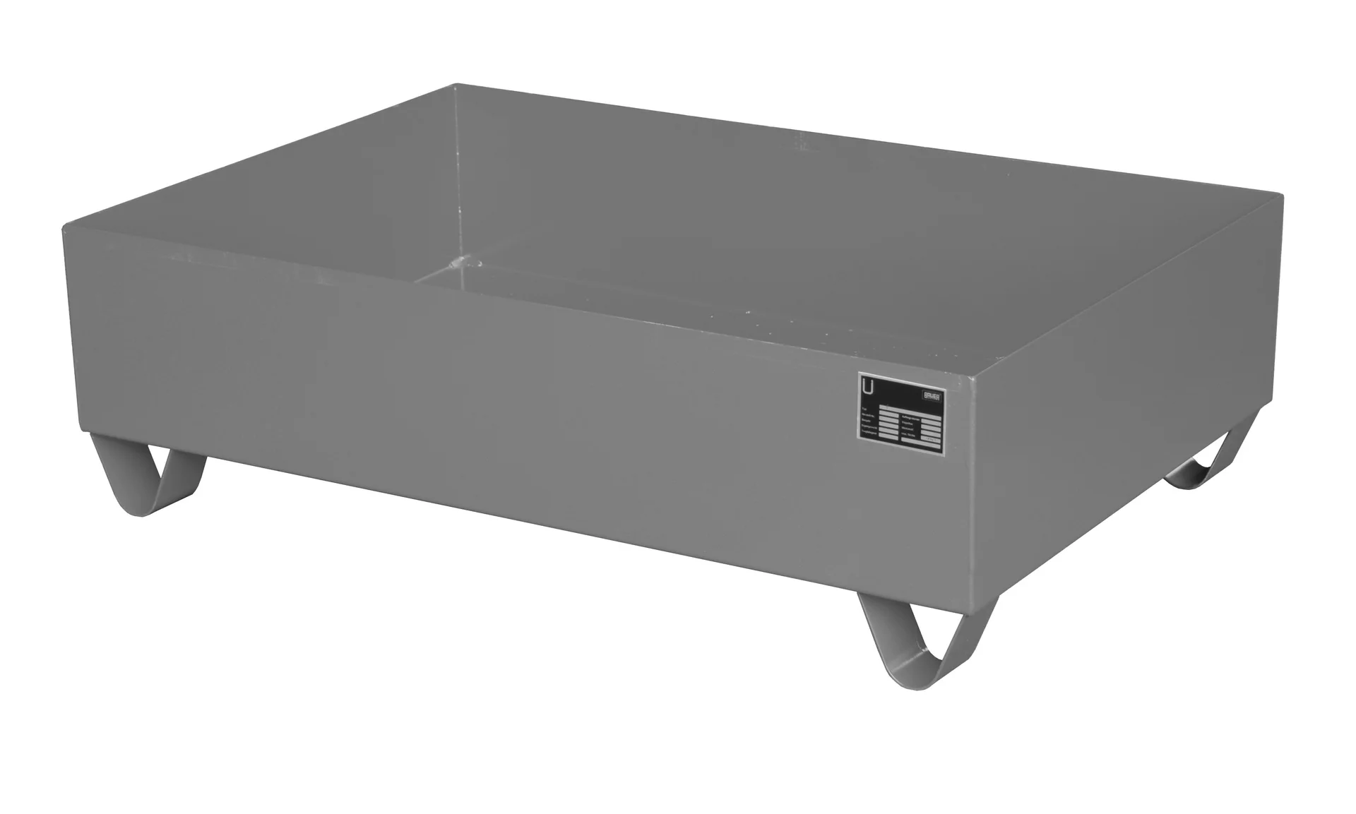 Vasca di contenimento 1200 x 800 x 360 mm, capacità 224 litri, Tipo Serie 2000, senza griglia, RAL 7005 Grigio topo.