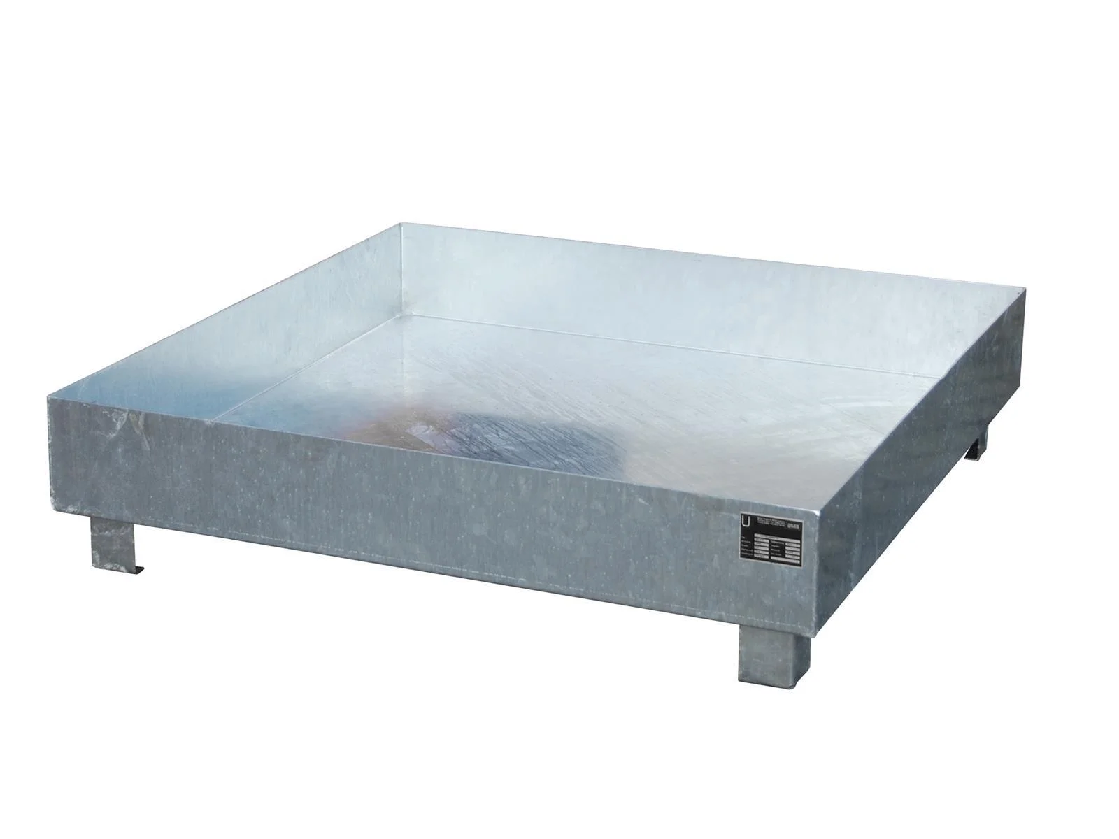 Vasca di contenimento in acciaio 1200 x 1200 x 285 mm, 230 litri, zincata a caldo., metallische schale, Palettenauflage, Flachboden, Gepolstertes Metall, Laufschutz?