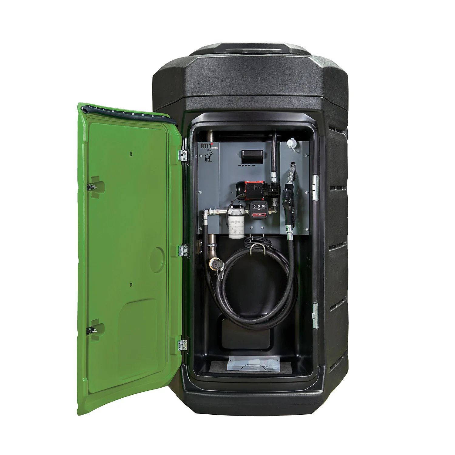 Impianto fisso di stoccaggio diesel da 2500 litri, con pompa da 230 V e dotazione completa.