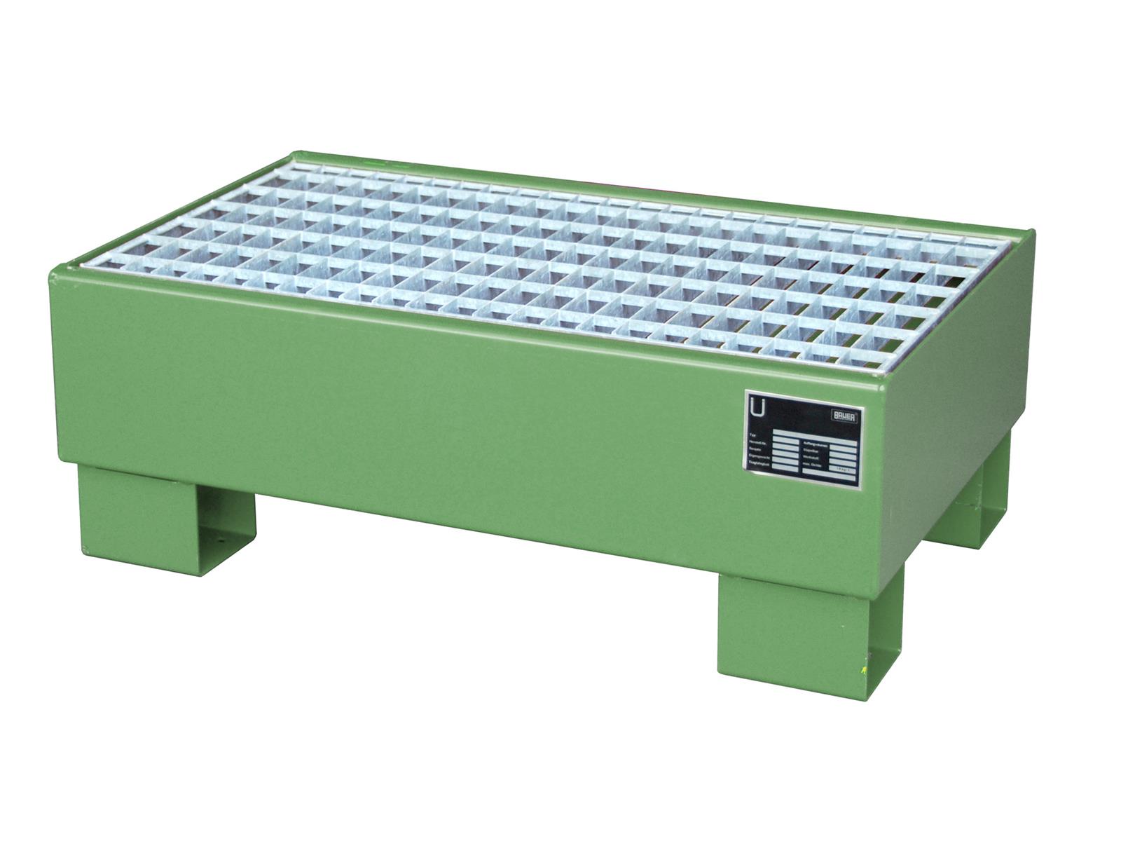 Auffangwanne 800x500x290mm 61 Liter Typ AW60 für 60l Fässer mit Gitterrost AW 60-1 RAL 6011 Resedagrün