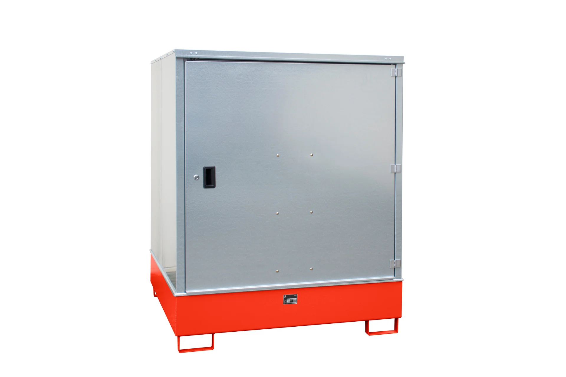 Armadio per sostanze pericolose GS-3 1475x1460x1805 mm, Metall-Schrank, Stahlgehäuse, Industrieschrank, graue Tür, roter Sockel