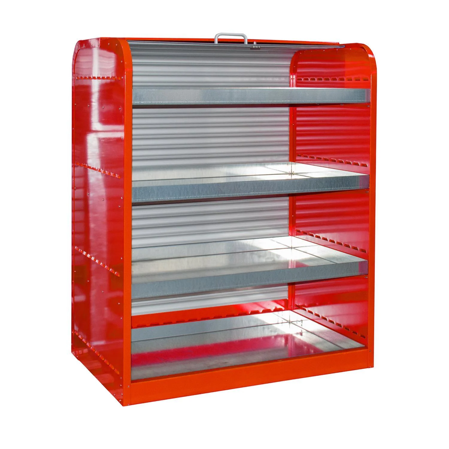 Armadio per sostanze pericolose con anta avvolgibile RSG-4 1300x870x1610 mm, Werkzeugregal, Werkbankregal, Metallregal, Rote Regalstruktur, Sichtbares Metall