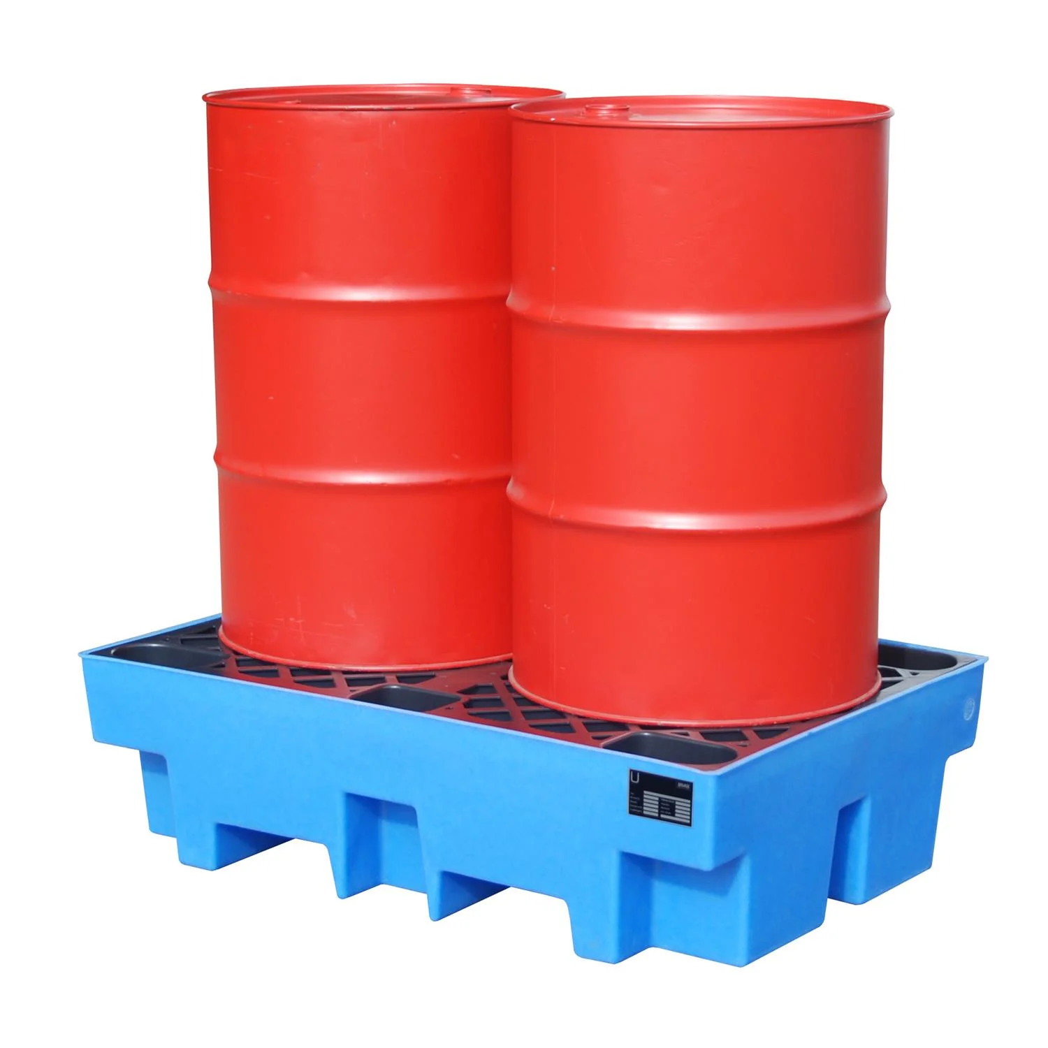Vasca di contenimento in PE, tipo WP1220x820x33 mm, con pallet in PE, 2 fusti da 200 L