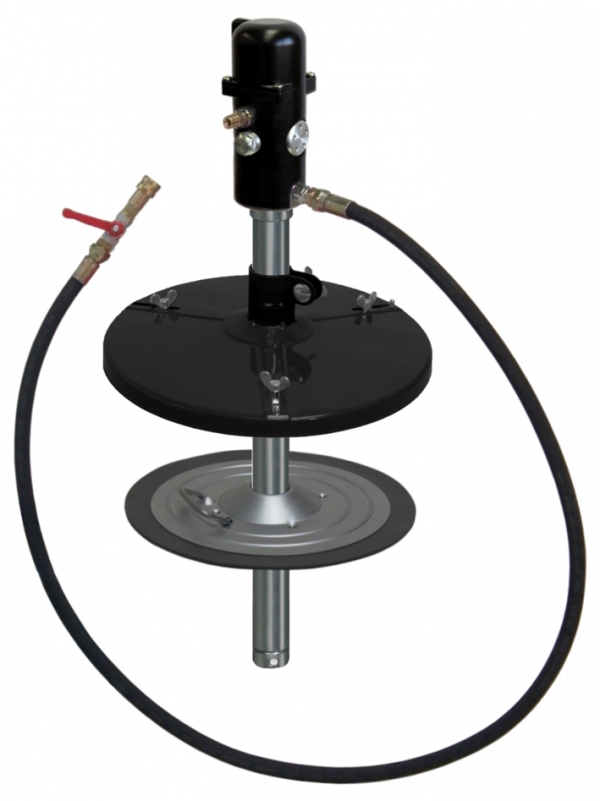 Pneumatisches Füllgerät pneuMATO-fill 200-d, stationär für 200 kg Fässer, Innen-Ø 550-590 mm Pneumatisches Füllgerät pneuMATO-fill, stationär für 10 - 200 kg Fetteimer