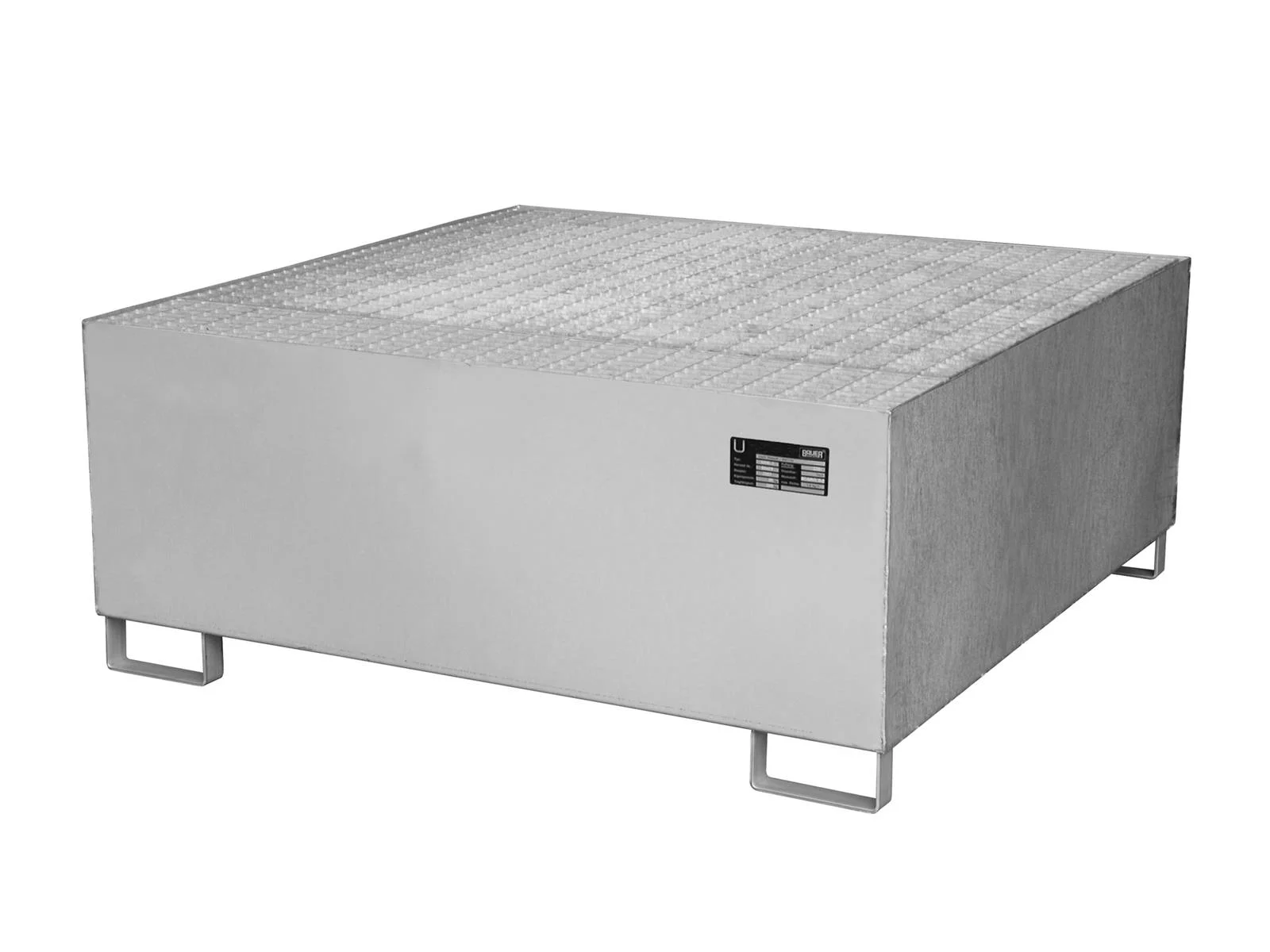 Vasca di contenimento in acciaio inossidabile, 1460 x 1460 x 620 mm, 1000 litri, VAW-1000, Metallfilter, Rechteckiges Gehäuse, Lamellenstruktur, Silberfarben, Standfüße