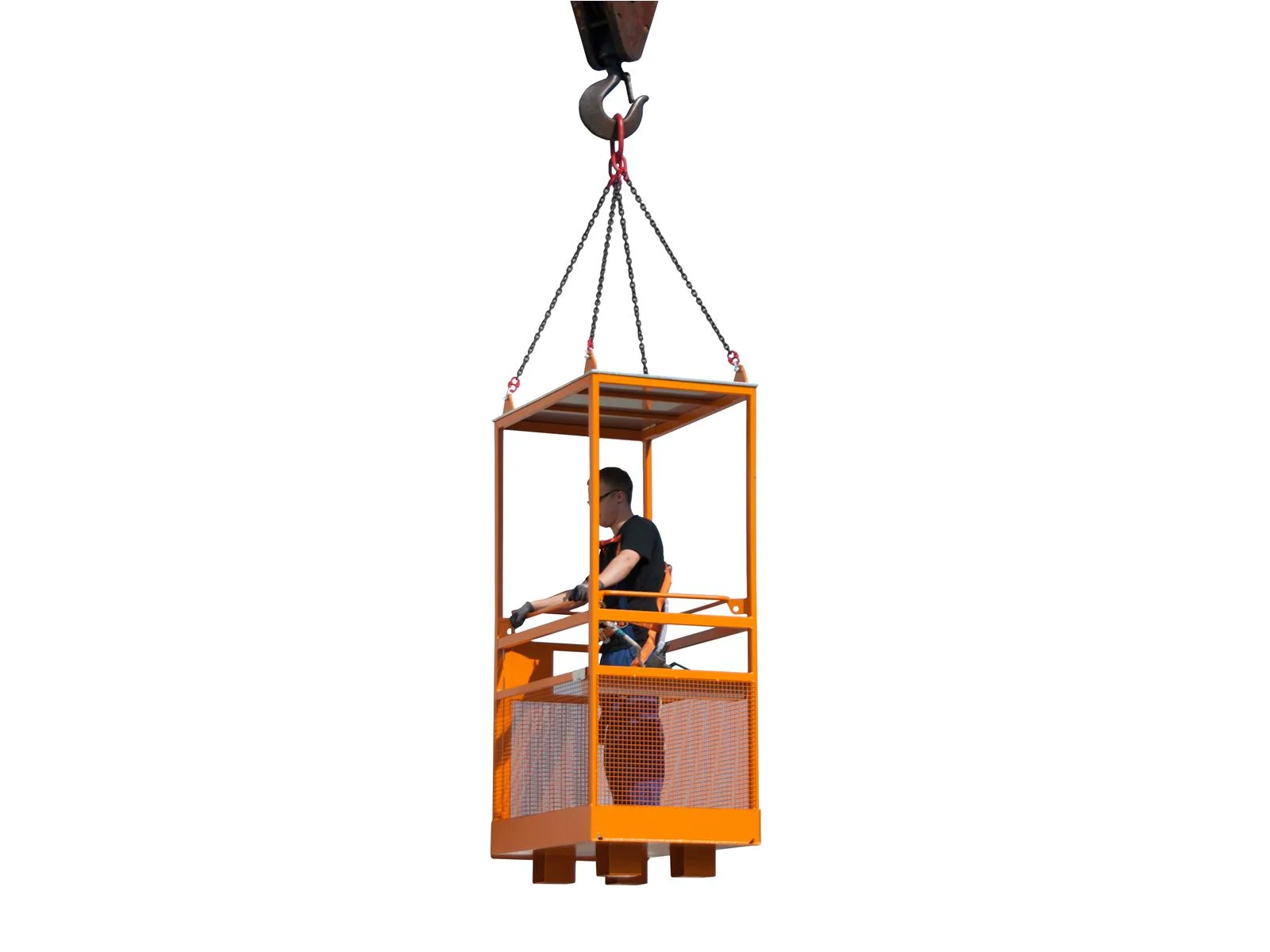 Aerial Work Platform MB-K-IV | TÜV-Certified with 300kg Load Capacity | Secure Standing Space for 2 People RAL 2000 Yellow-Orange