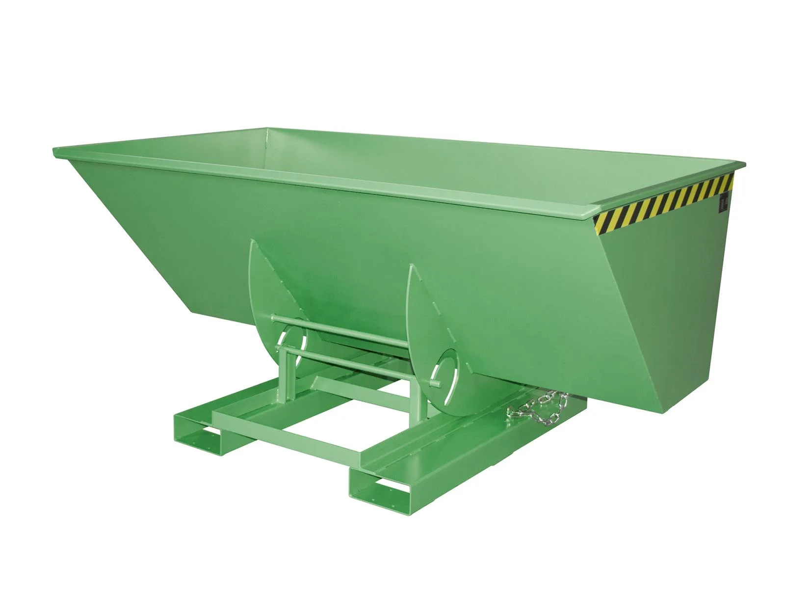 Contenitore ribaltabile da 1,50 m³, dimensioni 1420 × 2290 × 1070 mm, AK 150, RAL 6011 Verde reseda.