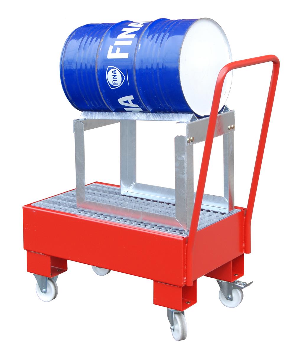 Fahrbare Auffangwanne 940x500x1075mm 61 Liter TYP AW 60-1 SRF RAL 3000 Feuerrot