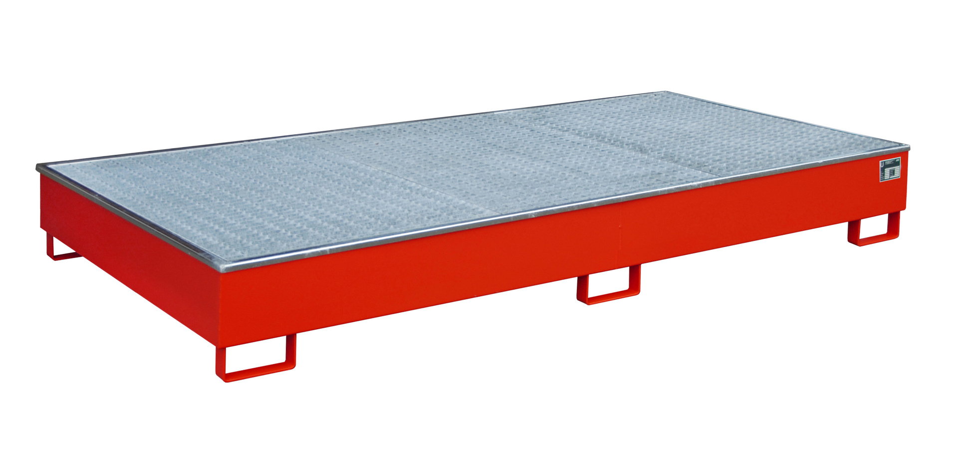 Regalwanne 2665x1315x305mm 540 Liter mit PE-Einsatz mit Gitterrost 2700-2 RAL 3000 Feuerrot