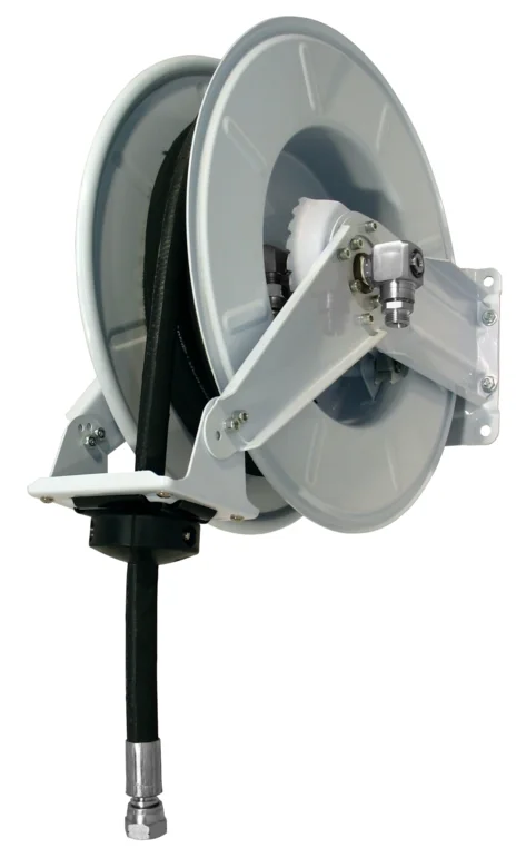 Avvolgitubo con asse in acciaio inossidabile, telaio aperto, con tubo DN12 lungo 10 m.