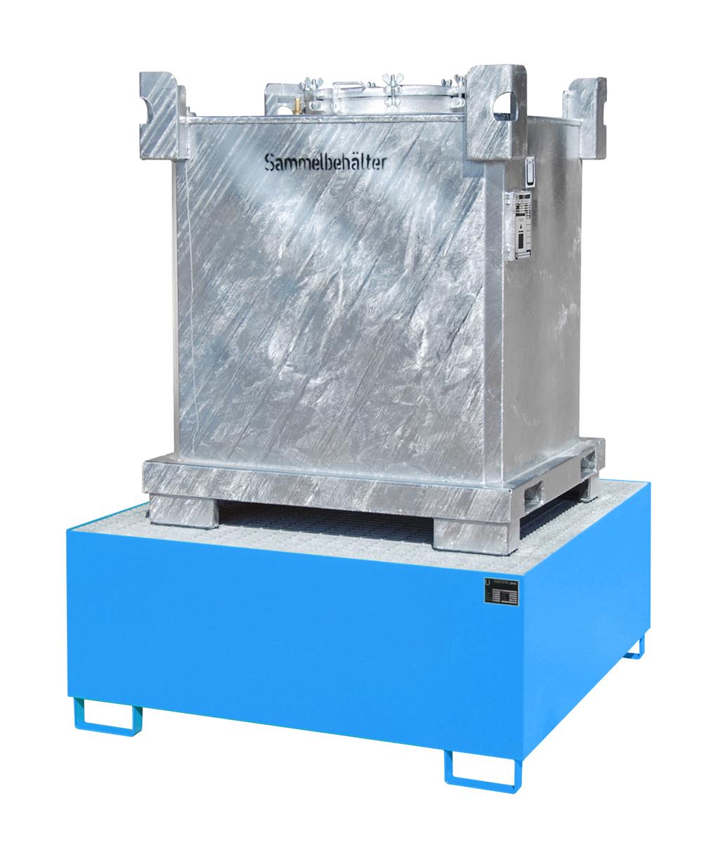 Auffangwanne 1460x1460x620mm 1000 Liter Typ AW1000 RAL 5012 Lichtblau