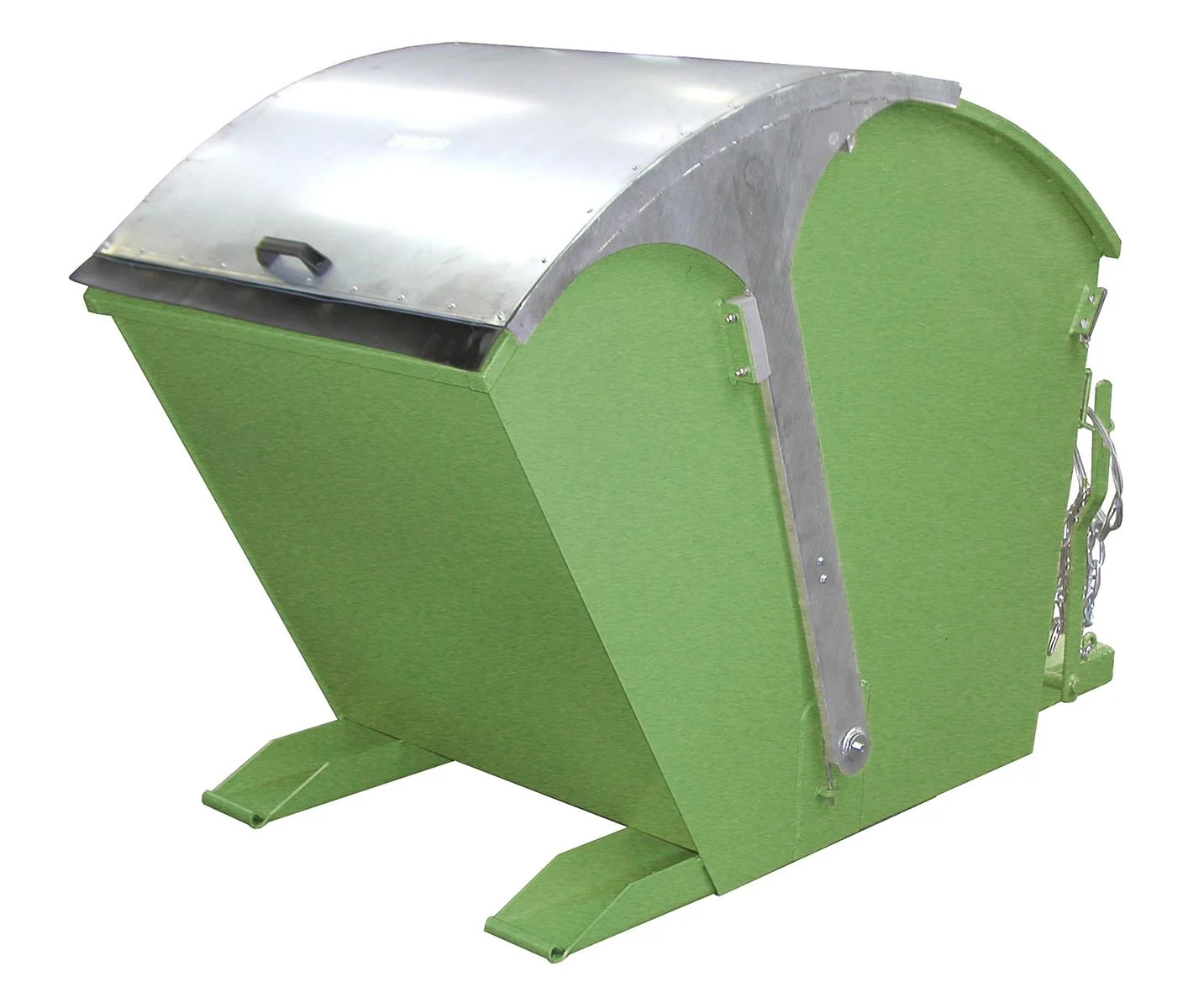 Contenitore ribaltabile da 1 m³, dimensioni 1750 × 955 × 1220 mm, RD 1000, RAL 6011 verde reseda.