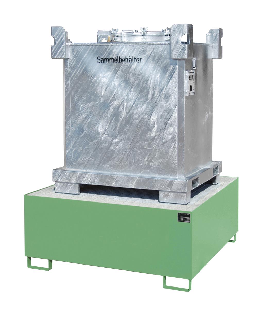 Auffangwanne 1460x1460x620mm 1000 Liter Typ AW1000 RAL 6011 Resedagrün