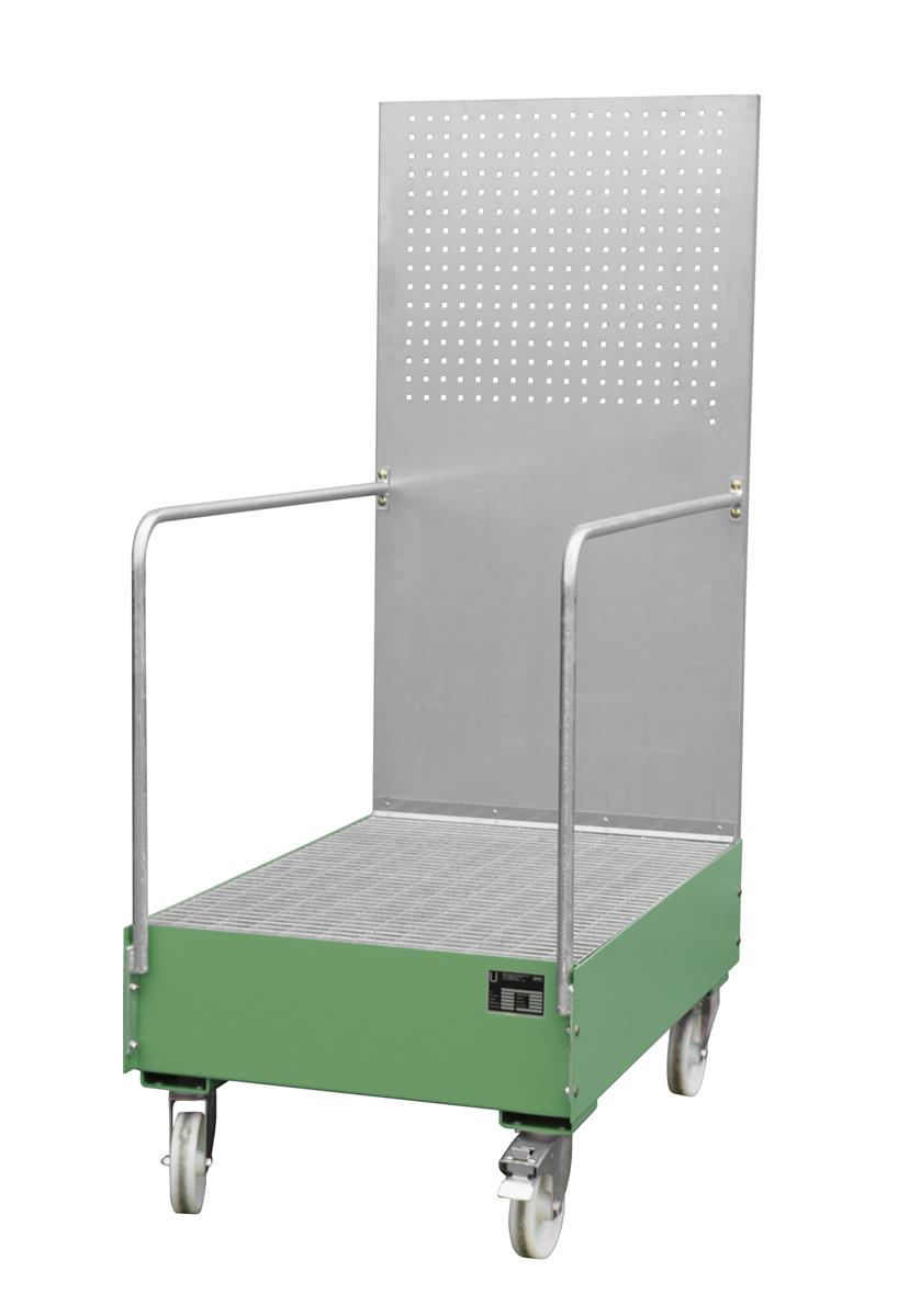 Fahrbare Auffangwanne 1280x800x2015mm 215 Liter TYP LPW 200-3 RAL 6011 Resedagrün