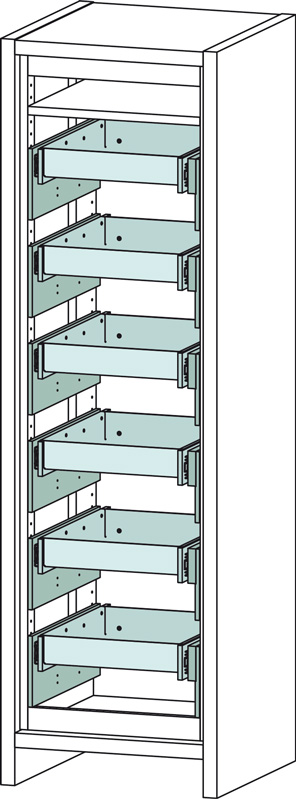 Sicherheitsschrank 1-flügelig Typ30 mit Türschließer und Feststellanlage 6 Vollauszüge