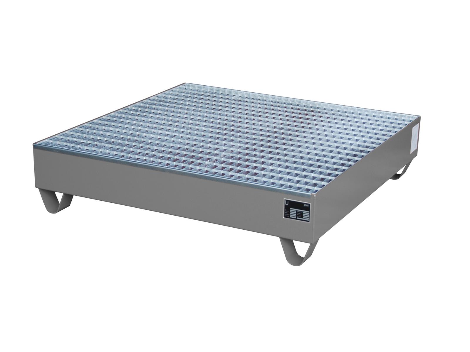 Spill Containment Tray 1200x1200x285mm 216 Liters Type Series 2000 with Grating RAL 7005 Mouse Grey 🐭