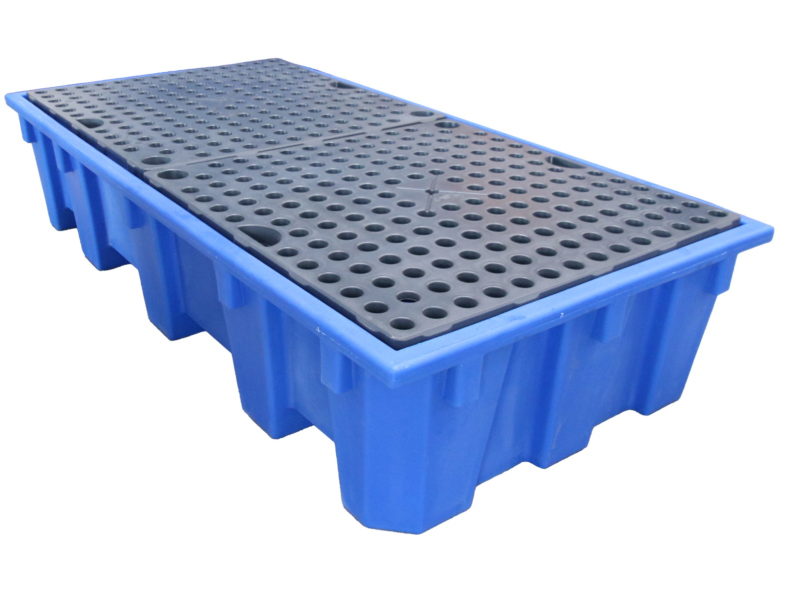 Spill containment pallet for 2 IBCs with grating – 1050 liters made of HDPE