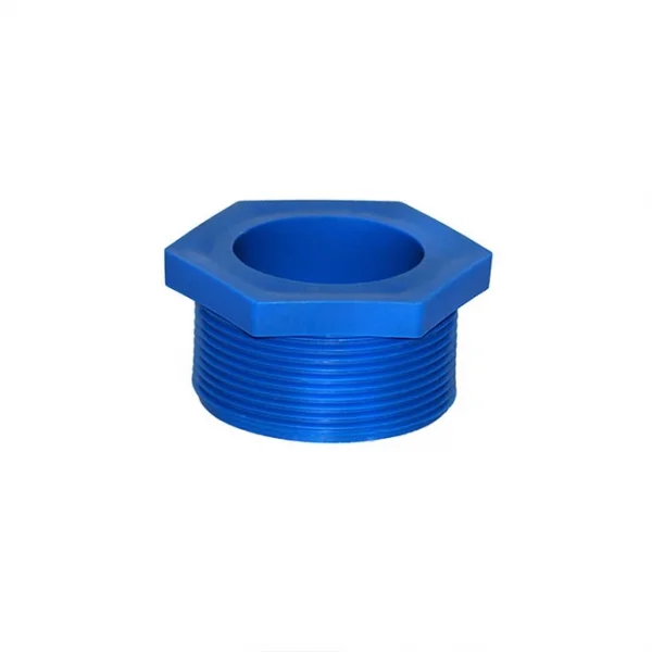 Tappo filettato per fusto per fissare in modo sicuro la pompa del fusto in polipropilene Ø 41 mm, Gehäuse-Stopfen, Gewinde-Adapter, Blau, Kunststoff, Flansch
