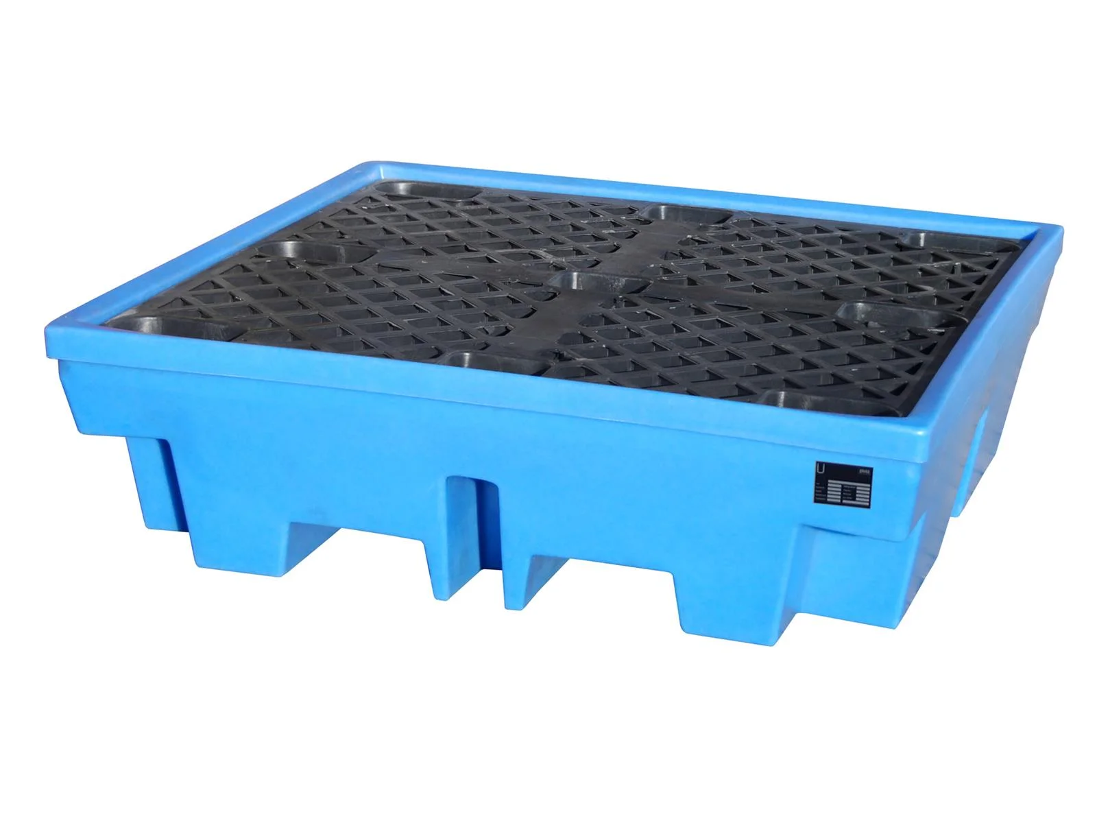 Vasca di contenimento in PE, modello WP, dimensioni 1310x1310x370 mm, con pallet in PE, 4x fusti da 200 L, capacità di contenimento di 410 L, Palettentrog, Transportpaletten, PLS-Paletten, Kunststoffpalette, Gitterboden