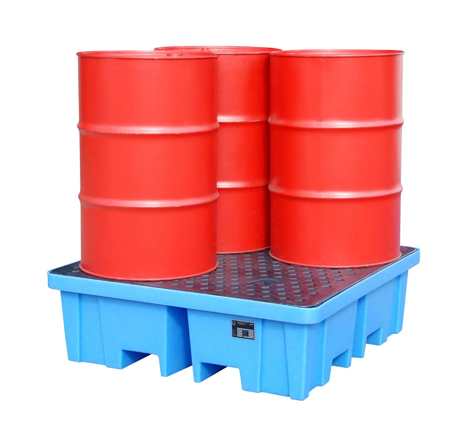 PE Spill Containment Tray Type WP 1280x1280x275mm with PE Pallet for 4x 200L Drums, 230L Containment Capacity 🌊🛢️