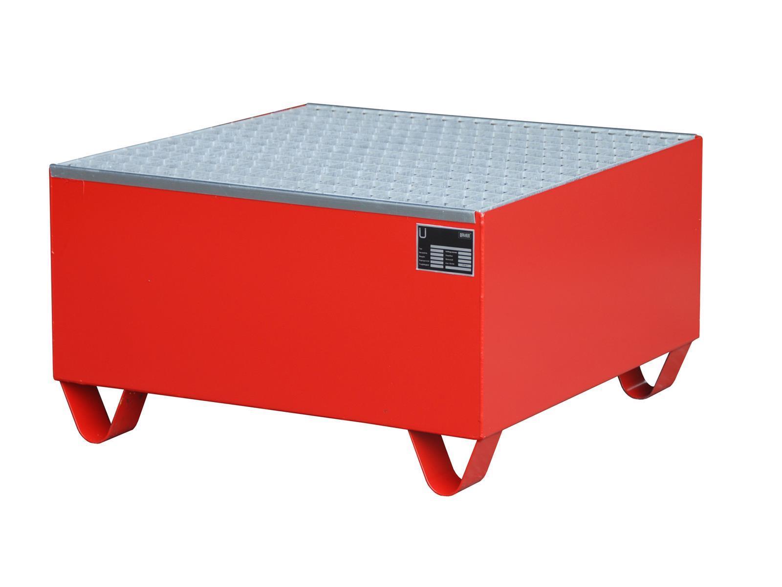Auffangwanne 800x800x460mm 203 Liter Typ Serie 2000 mit Gitterrost Auffangwanne 800x800x460mm 203 Liter Typ Serie 2000 mit Gitterrost RAL 3000 Feuerrot