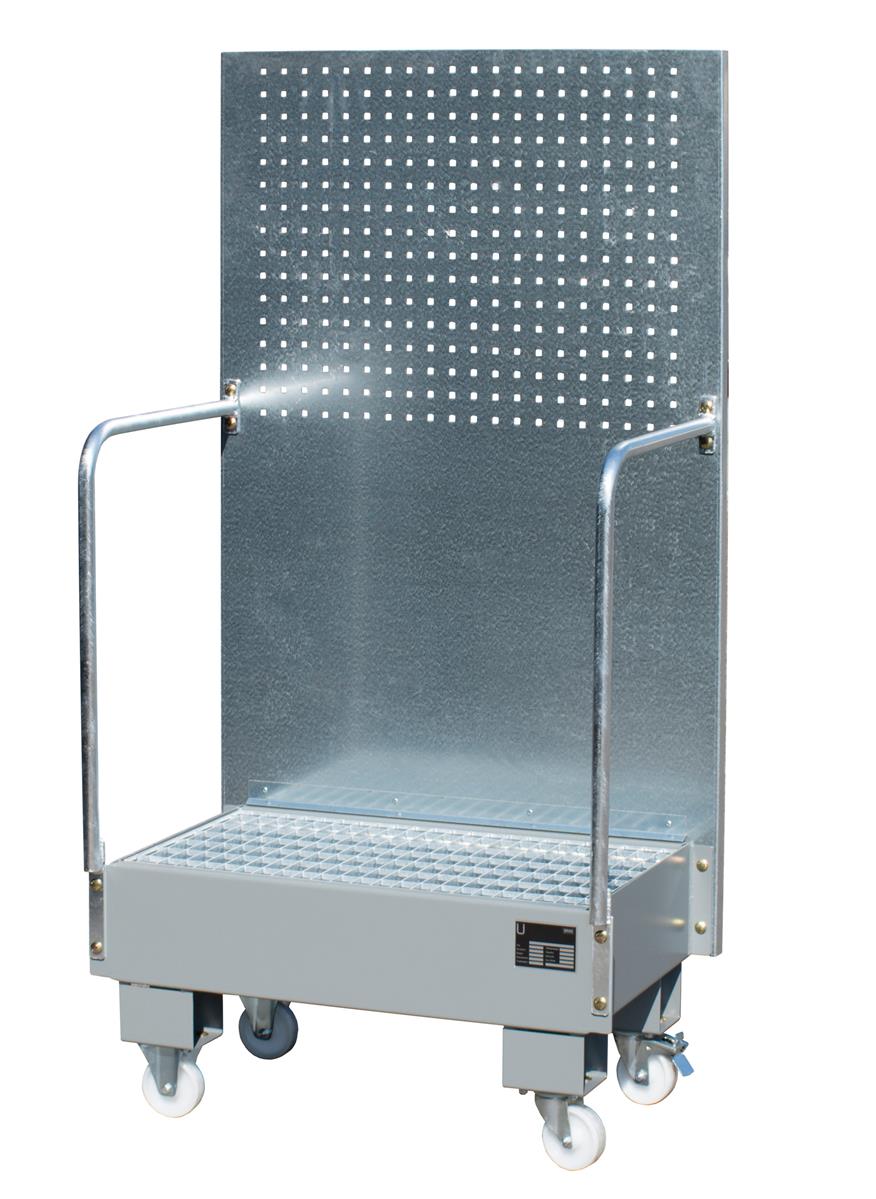 Fahrbare Auffangwanne 570x890x1685mm 60 Liter TYP LPW 60-2 RAL 7005 Mausgrau