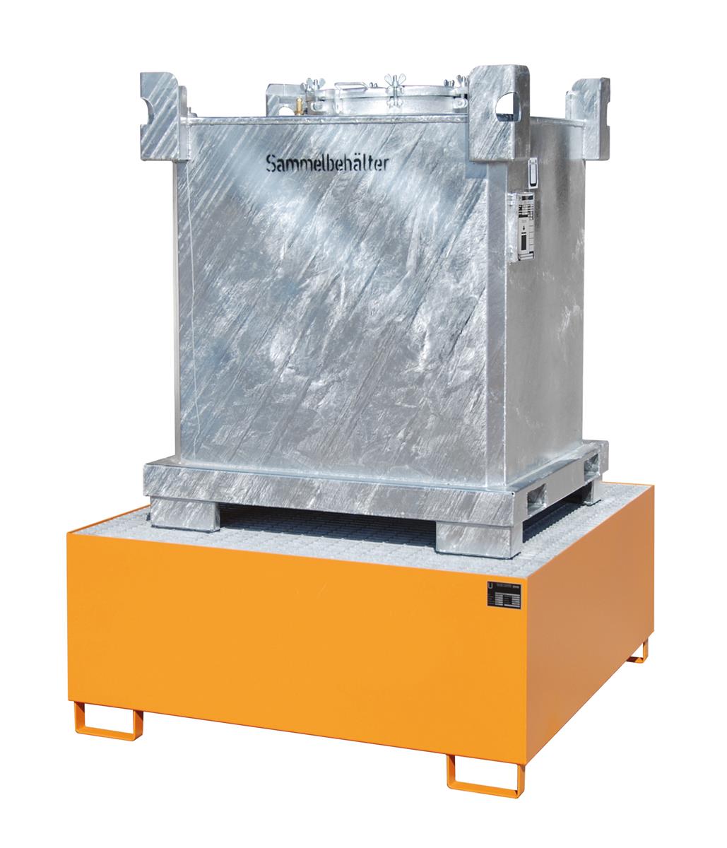 Auffangwanne 1460x1460x620mm 1000 Liter Typ AW1000 RAL 2000 Gelborange