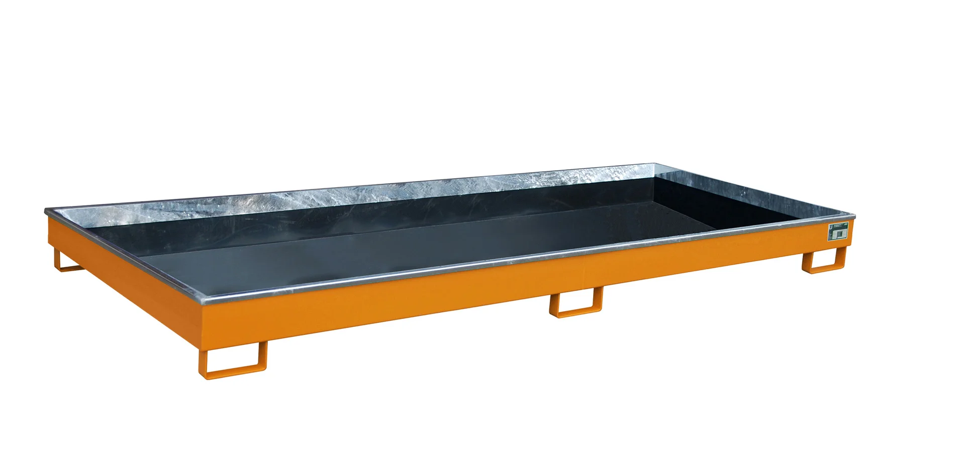 Vasche da scaffalatura 3265x1315x195 mm, 240 litri, con inserto in PE., schaufel, schaufelwanne, metalltrog, orange, flachdraussen