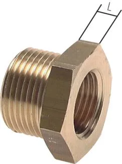 Riduttore filetto G 2" esterno – G 1" interno, 16 bar, ottone., Brass insert, Threaded nut, Hex nut, Female thread, Brass fitting