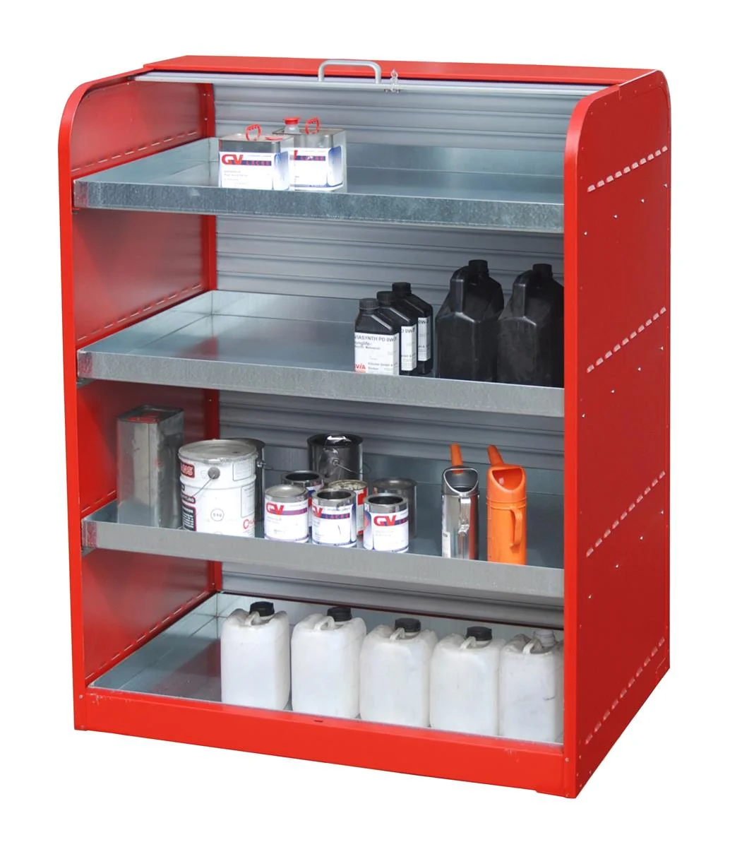 Gefahrstoff-Rolladenschrank RSG-4 1300x870x1610mm RAL 3000 Feuerrot
