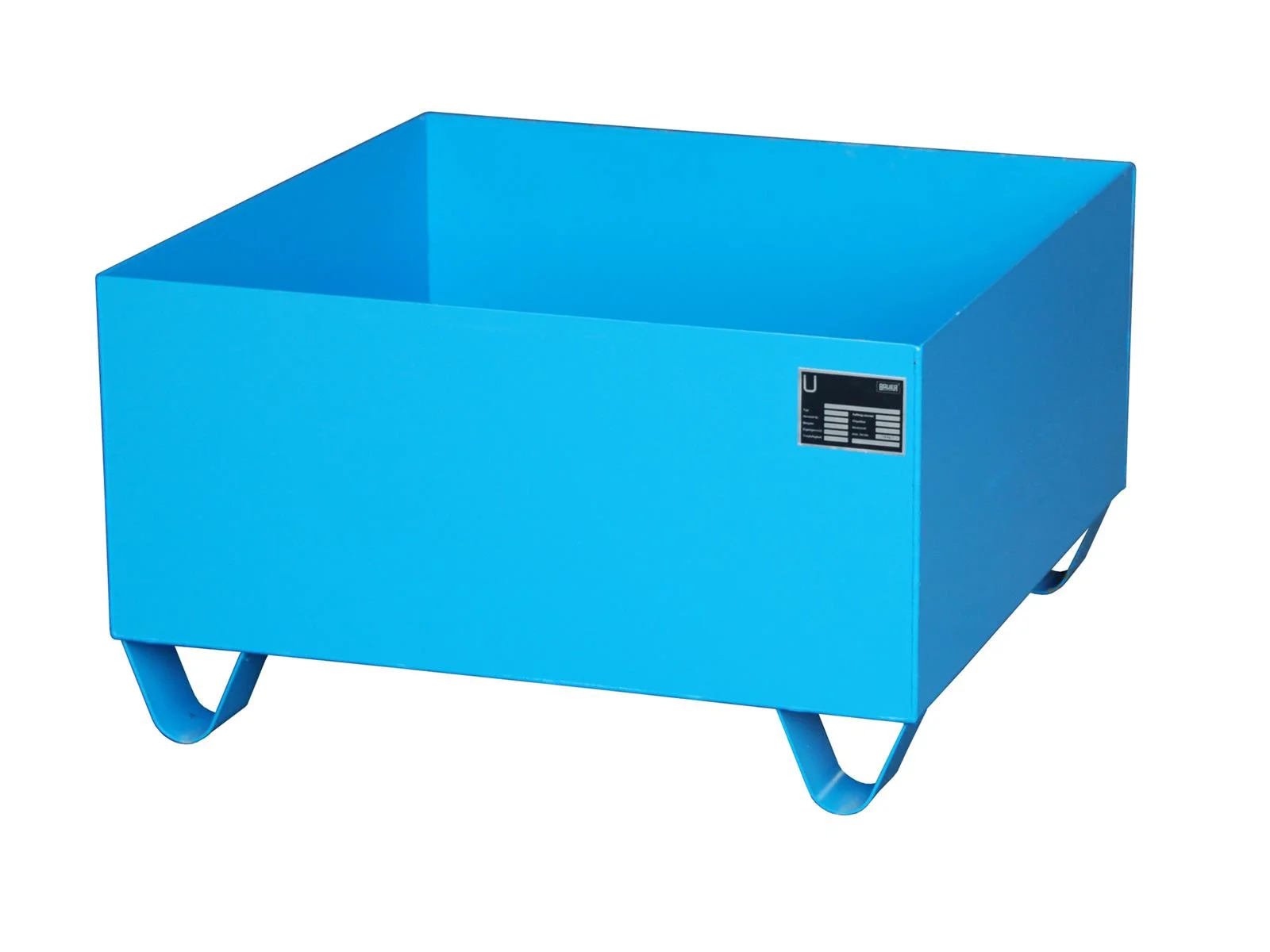 Auffangwanne 800x800x460mm 210 Liter Typ Serie 2000 ohne Gitterrost RAL 5012 Lichtblau