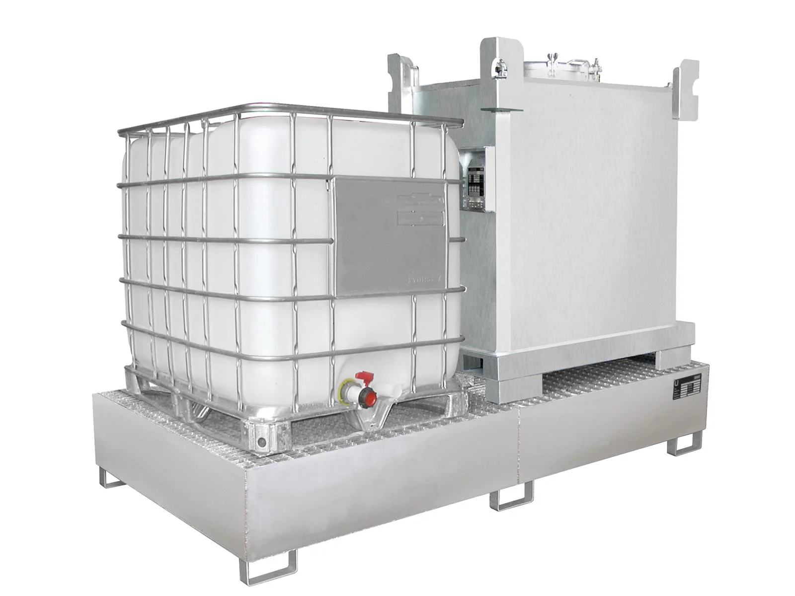 Vasca di contenimento in acciaio inox 2650×1300×435 mm, 1000 litri, VAW1000-2, IBC-Container, Edelstahl-Auffangwanne, Metallgitterkäfig, Industrieanlage
