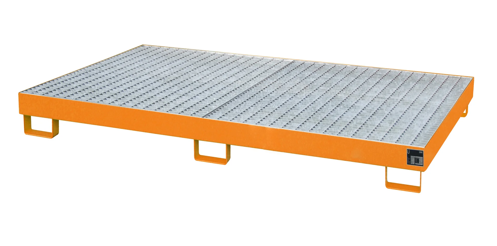 Vasche per scaffalature 2150x1300x250 mm, 240 litri, con griglia metallica., Plattform, Lastenplattform, Metallplattform, Orange, Gepuffert