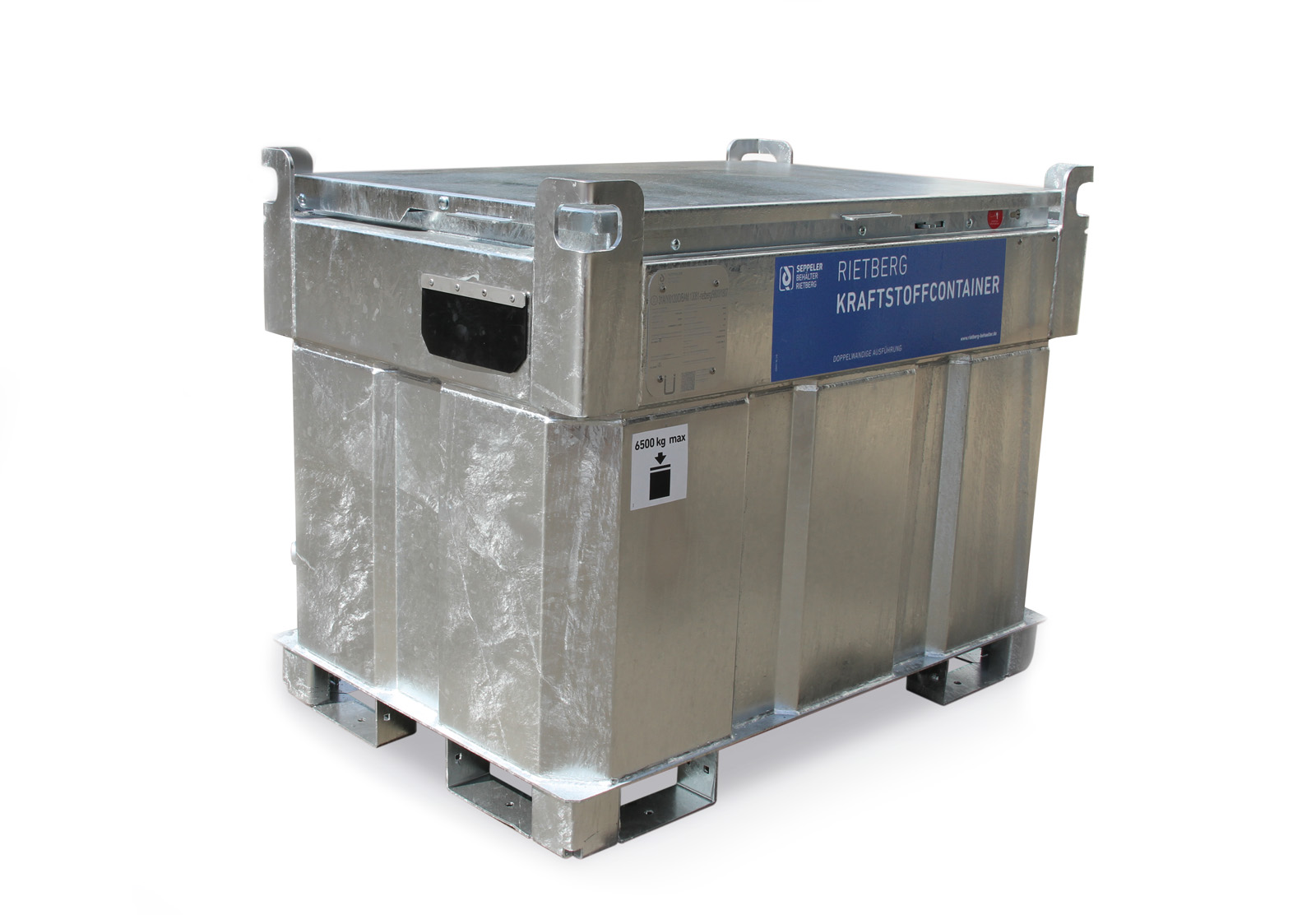 Kraftstoffcontainer Quadro-CV Mobile Tankstelle Diesel / Benzin Rietberg Rietberg QUADRO‑DV 450 l mobile Diesel‑Tankanlage – doppelwandiger Kraftstoffcontainer, feuerverzinkt, mit 230 V Flügelzellenpumpe & Zählwerk