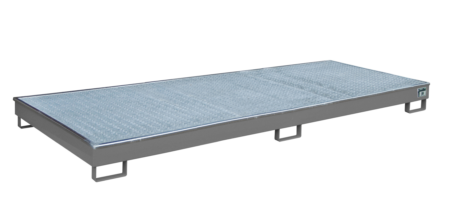 Vasca per scaffalatura 3265x1315x195 mm, 240 litri, con inserto in PE e grigliato 3300-1, grigio topo RAL 7005